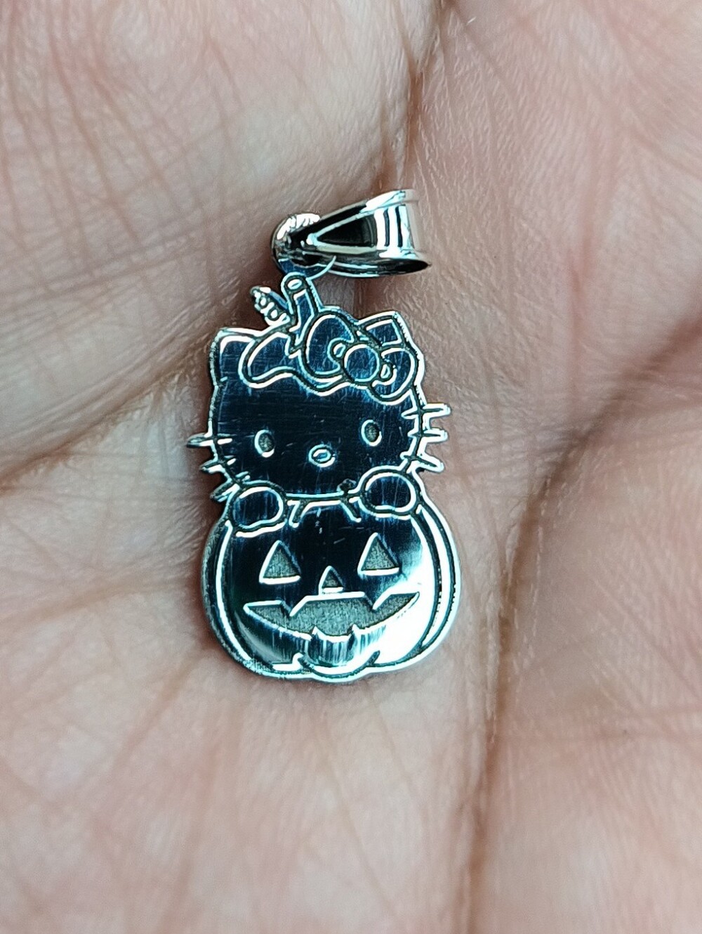 925 Sterling Silver Kitty Pumpkin Charm Pendant